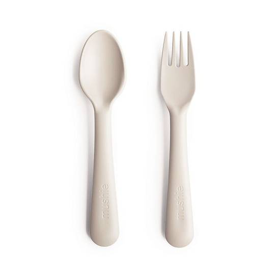 Order Mushie 2-Piece Fork and Spoon Set in Ivory food online from Bed Bath & Beyond store, Lancaster on bringmethat.com