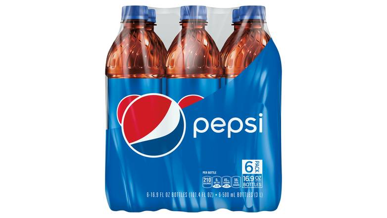 Order Pepsi Cola Soda- 6 Pk 16.9 Fl Oz food online from Valero Food Mart store, Murrayville on bringmethat.com