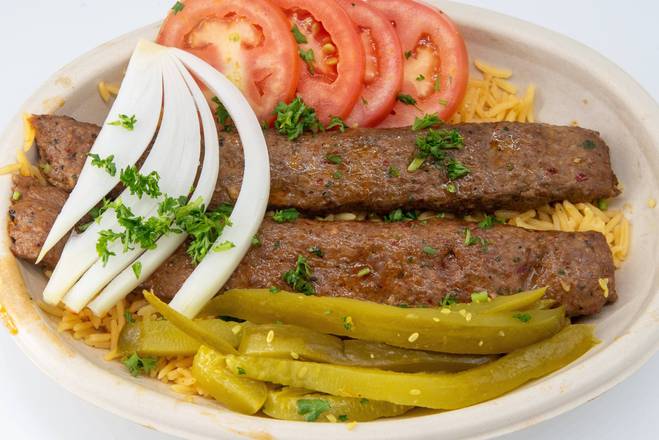 Order Beef Kofta Kebab Platter food online from Kabob Q store, Willowbrook on bringmethat.com