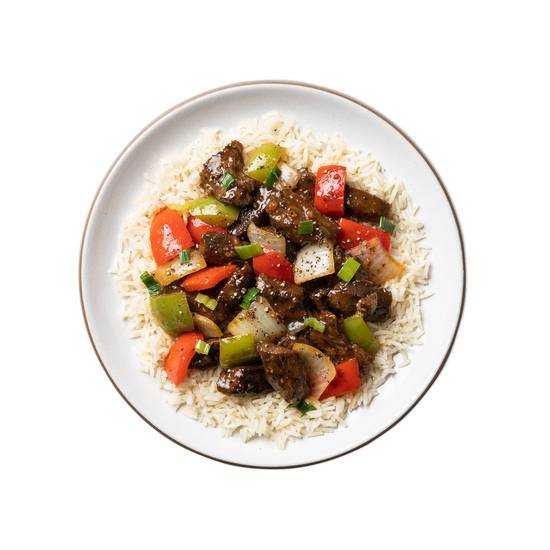 Order Pepper Steak with Basmati Rice  food online from Snap Kitchen store, Dallas on bringmethat.com