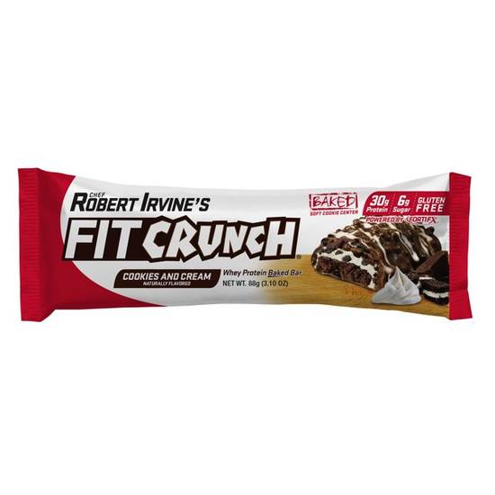 Order CHEF ROBERT IRVINE'S, FIT CRUNCH, WHEY PROTEIN BAKED BAR, COOKIES AND CREAM food online from Exxon Food Mart store, Port Huron on bringmethat.com