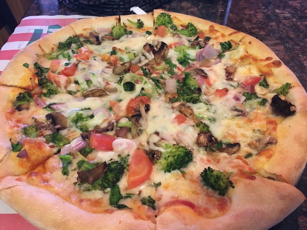 Order White Veggie Pizza - Personal 10'' (8 Slices) food online from Villa Russo Pizzeria store, Clementon on bringmethat.com