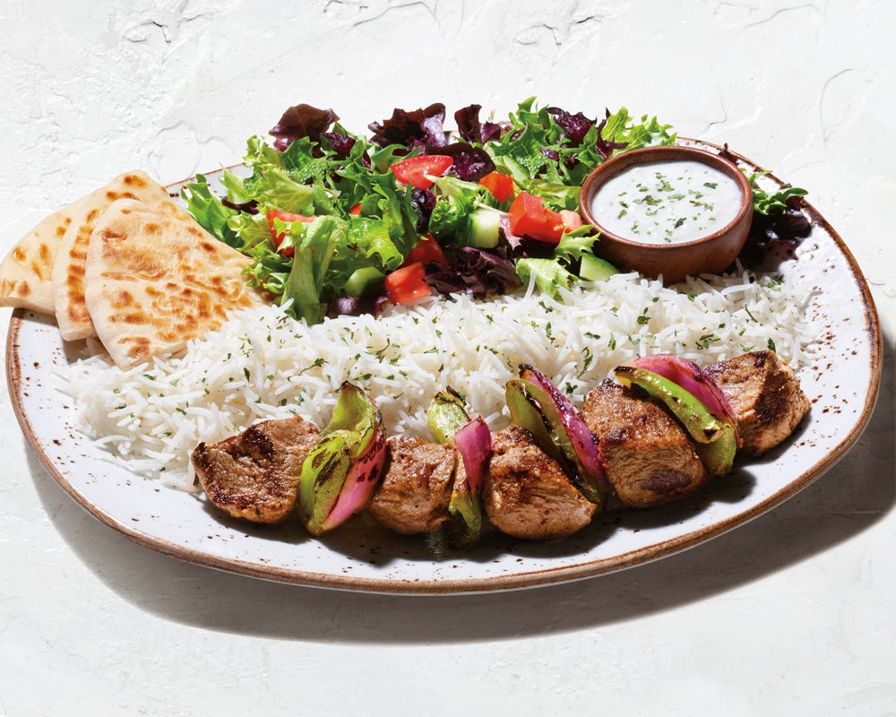 Order Bistro Beef Kabob Plate food online from Luna Grill store, Carlsbad on bringmethat.com