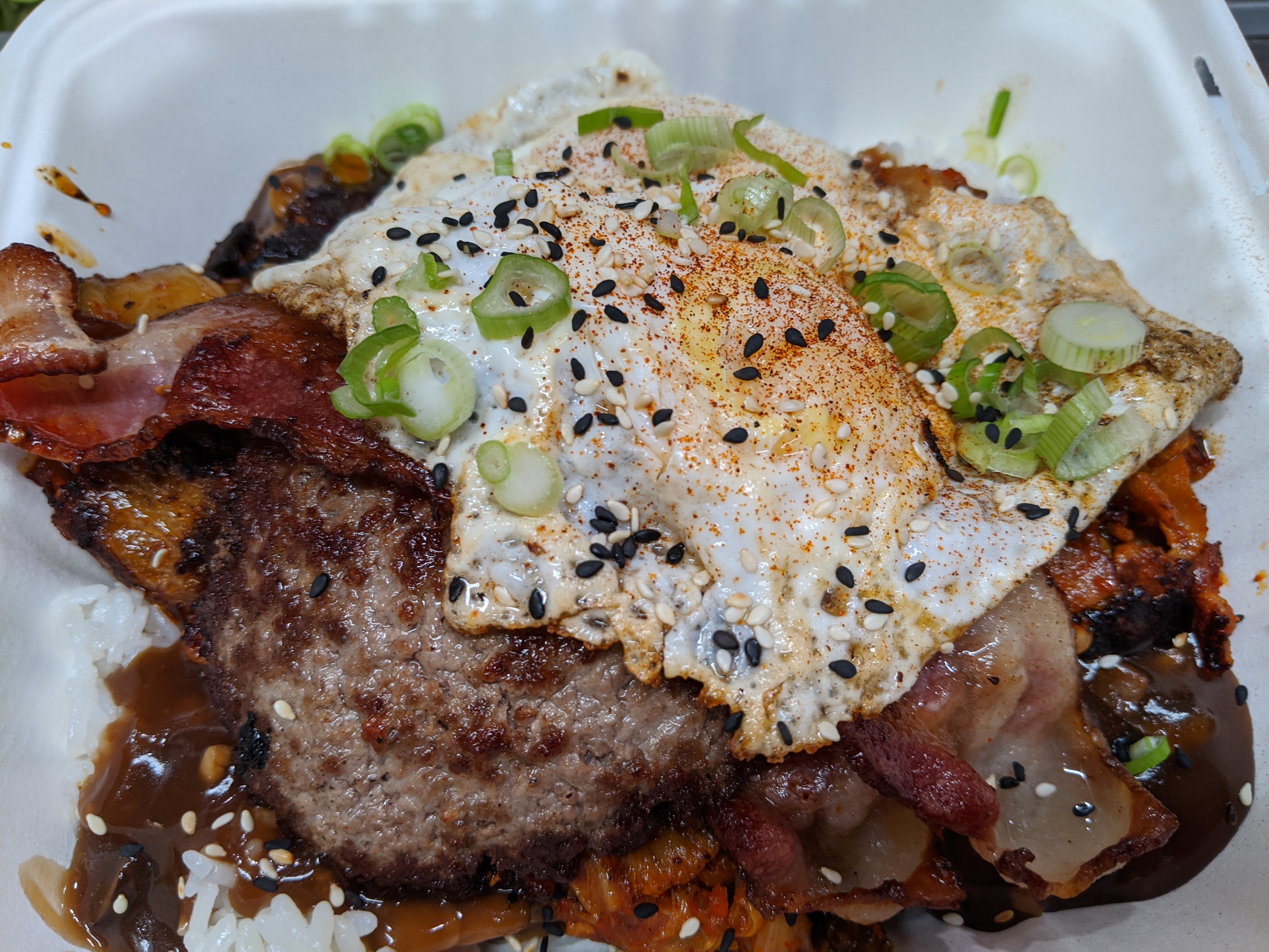 Order Bacon Loco Moco  food online from Happy Cow Burger store, Eugene on bringmethat.com