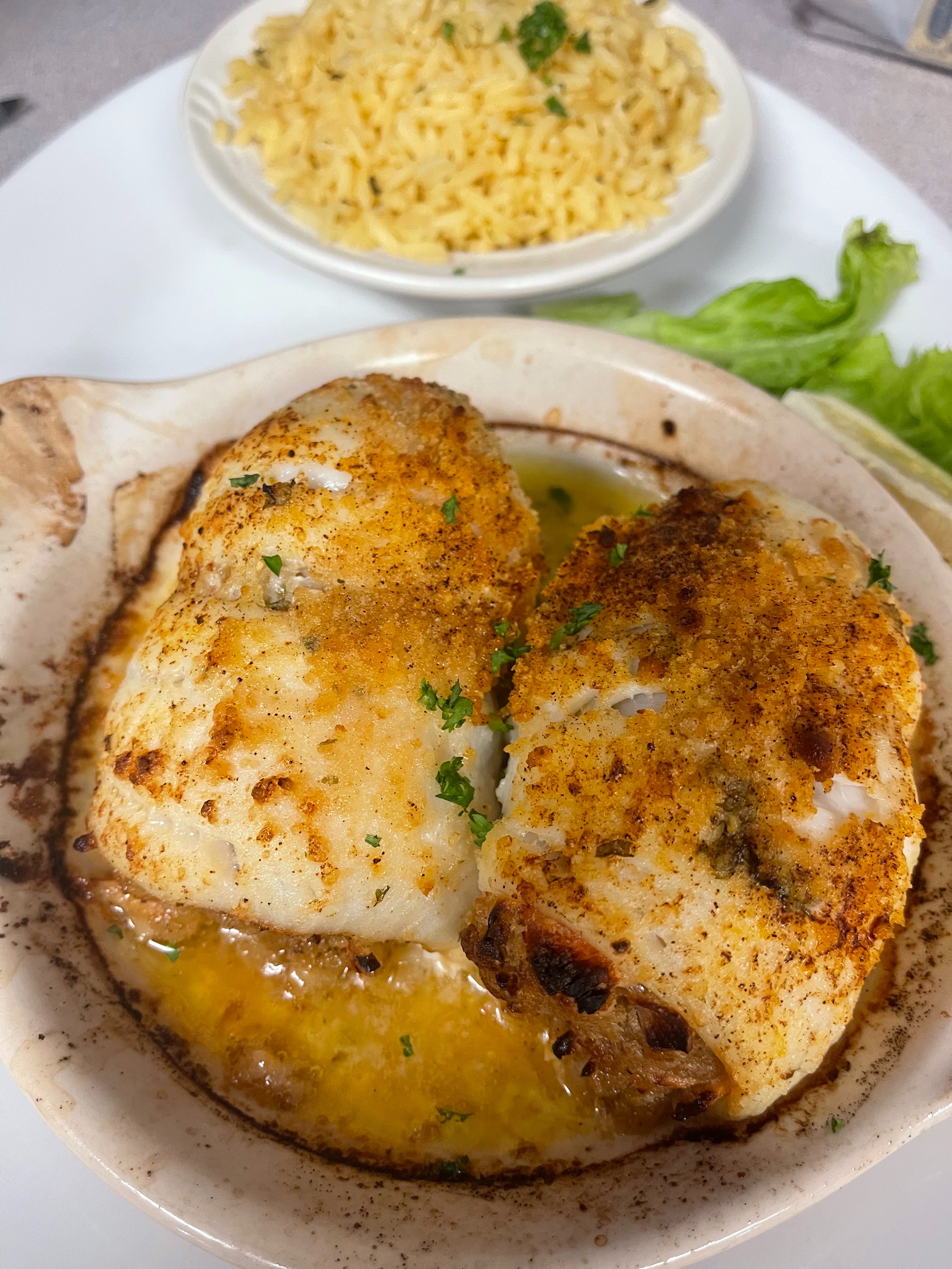 Order Baked Stuffed Sole food online from Papa Z Restaurant store, Colchester on bringmethat.com
