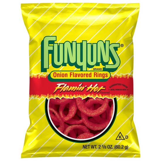 Order Funyuns Onion Flavored Rings Flamin' Hot Flavored (2.125 oz) food online from Rite Aid store, Yamhill County on bringmethat.com