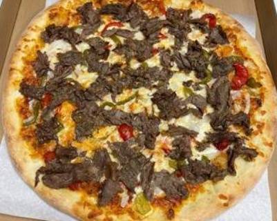 Order Pepper Steak Pizza food online from Giamela's Submarine Sandwiches store, Sunland on bringmethat.com