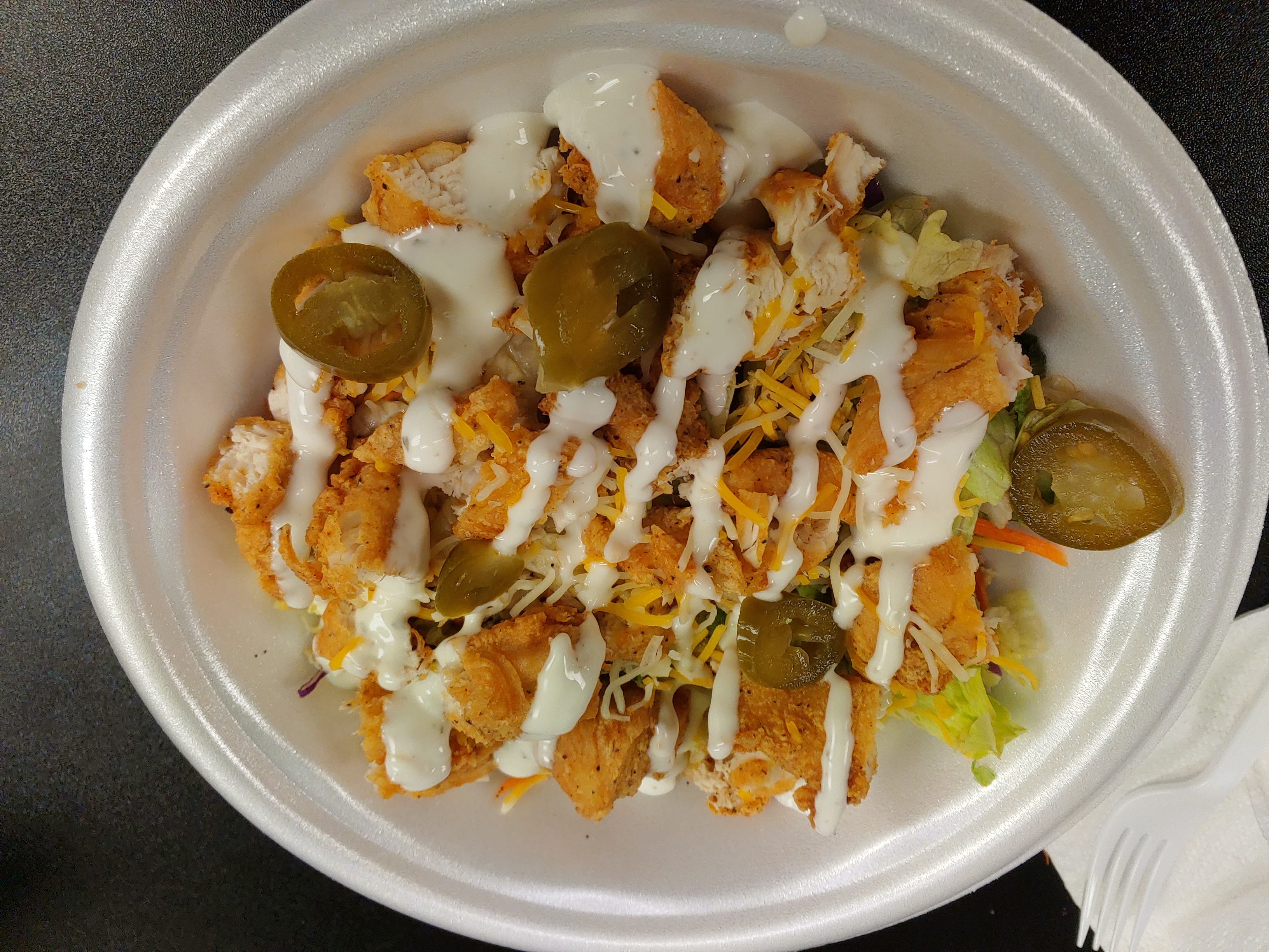 Order Fried Chicken Salad food online from Kjs Wings And Bbq store, Birmingham on bringmethat.com