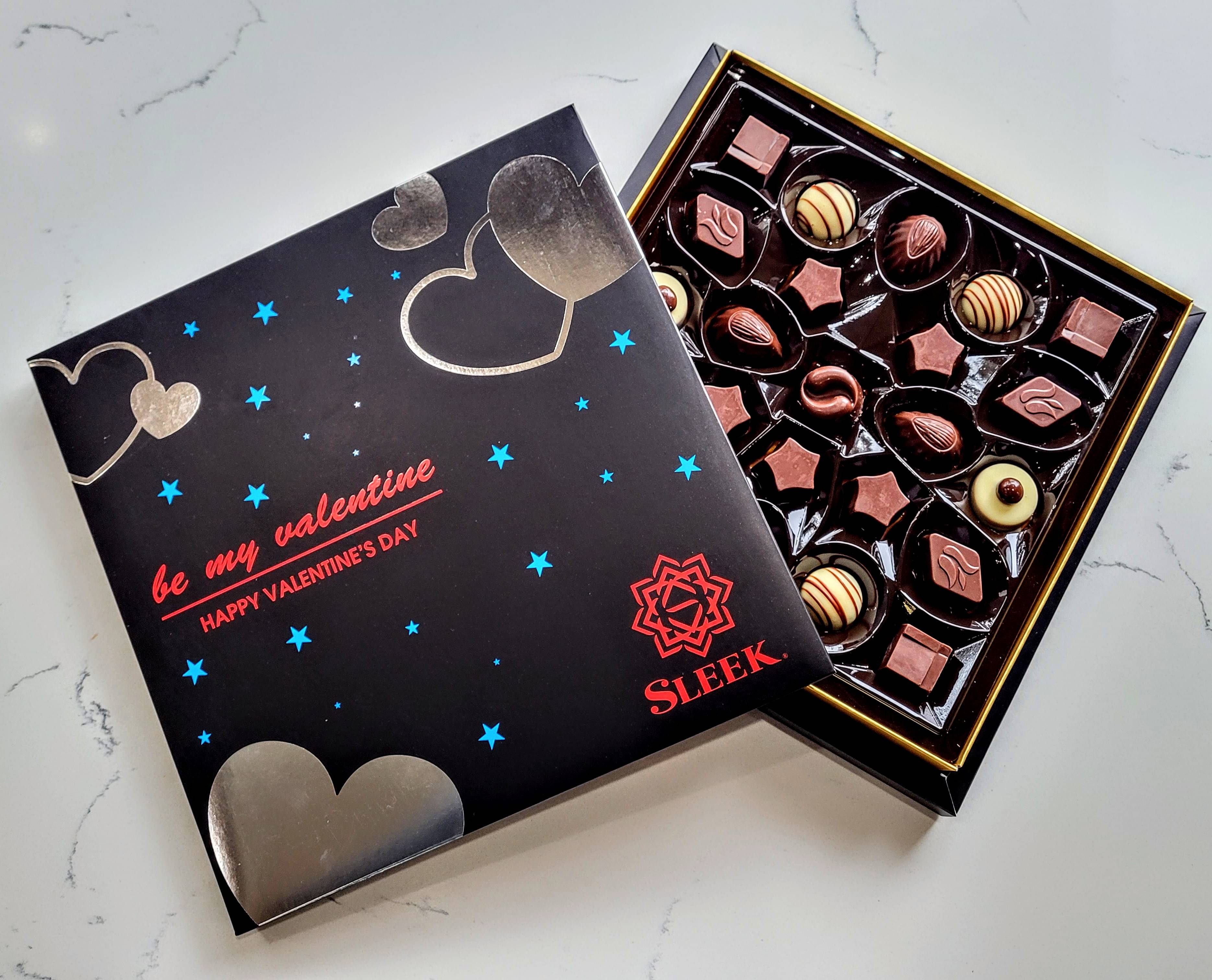 Order Valentine's Box - Black 260g food online from Sleek Chocolate store, Houston on bringmethat.com