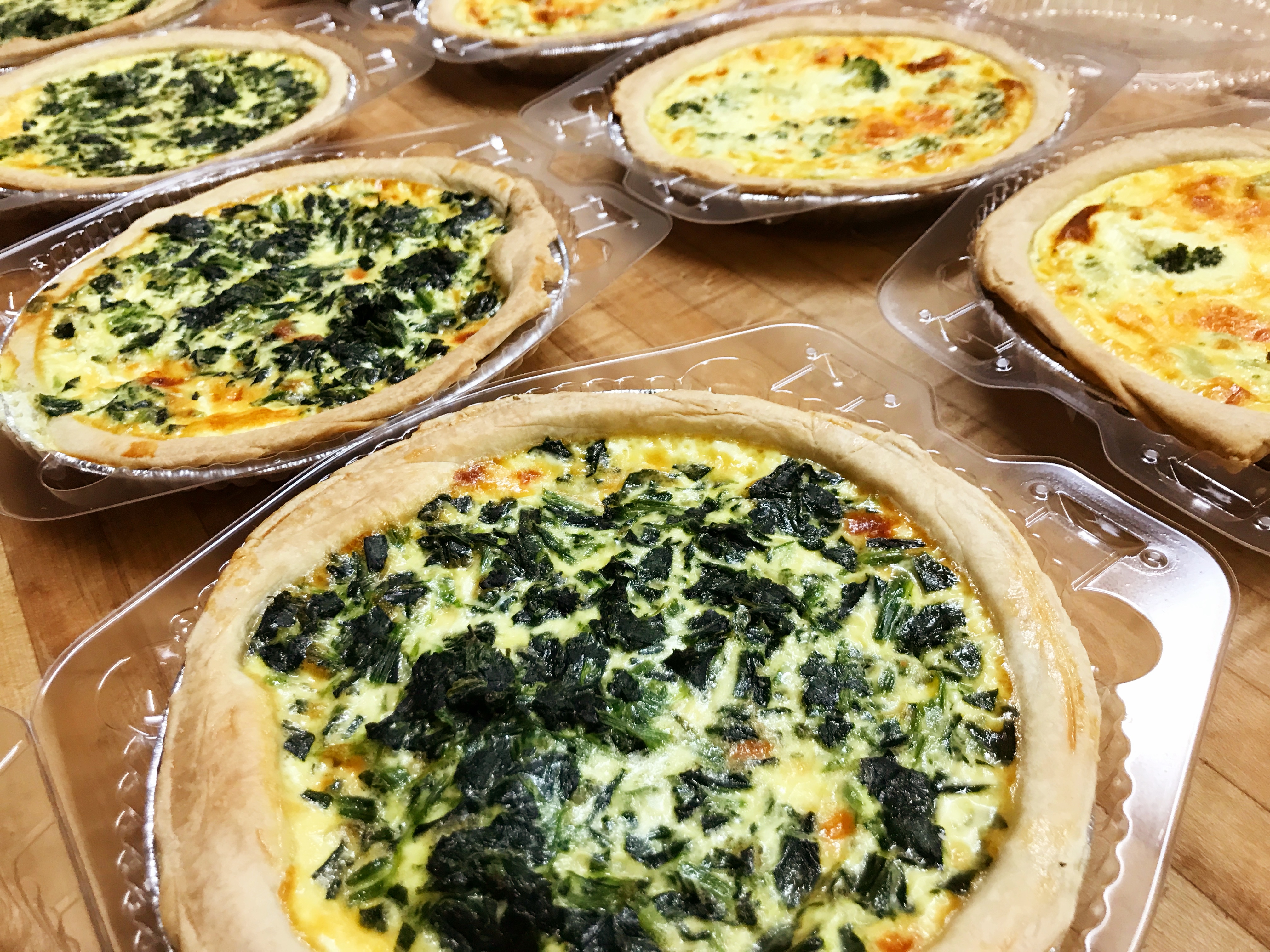 Order Spinach and Mozzarella Quiche food online from Francesca Bakery store, Pequannock Township on bringmethat.com