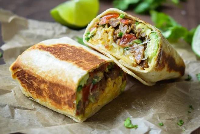 Order Meat Burrito (Choose Meat Option) food online from Shawarma Express store, Portland on bringmethat.com