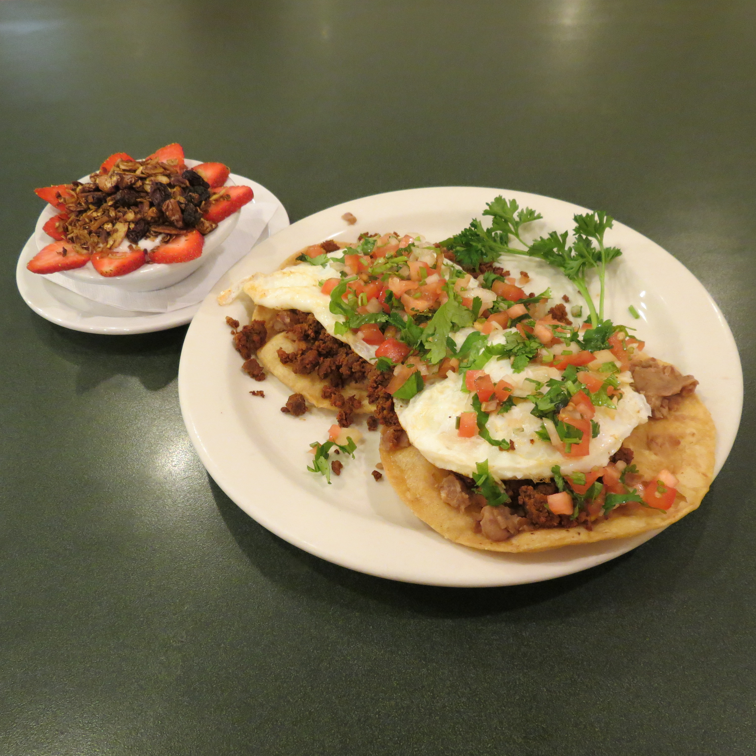 Order Chorizo Tostados food online from Grand Day Cafe store, Columbus on bringmethat.com