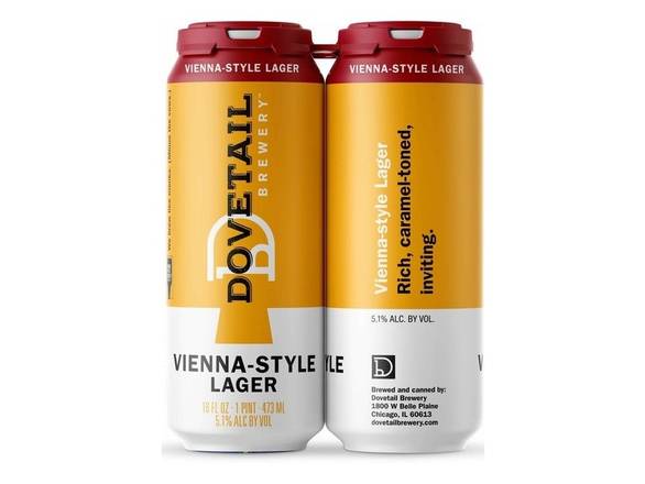 Order Dovetail Vienna Lager - 4x 16oz Cans food online from Rayan Discount Liquors store, CHICAGO on bringmethat.com