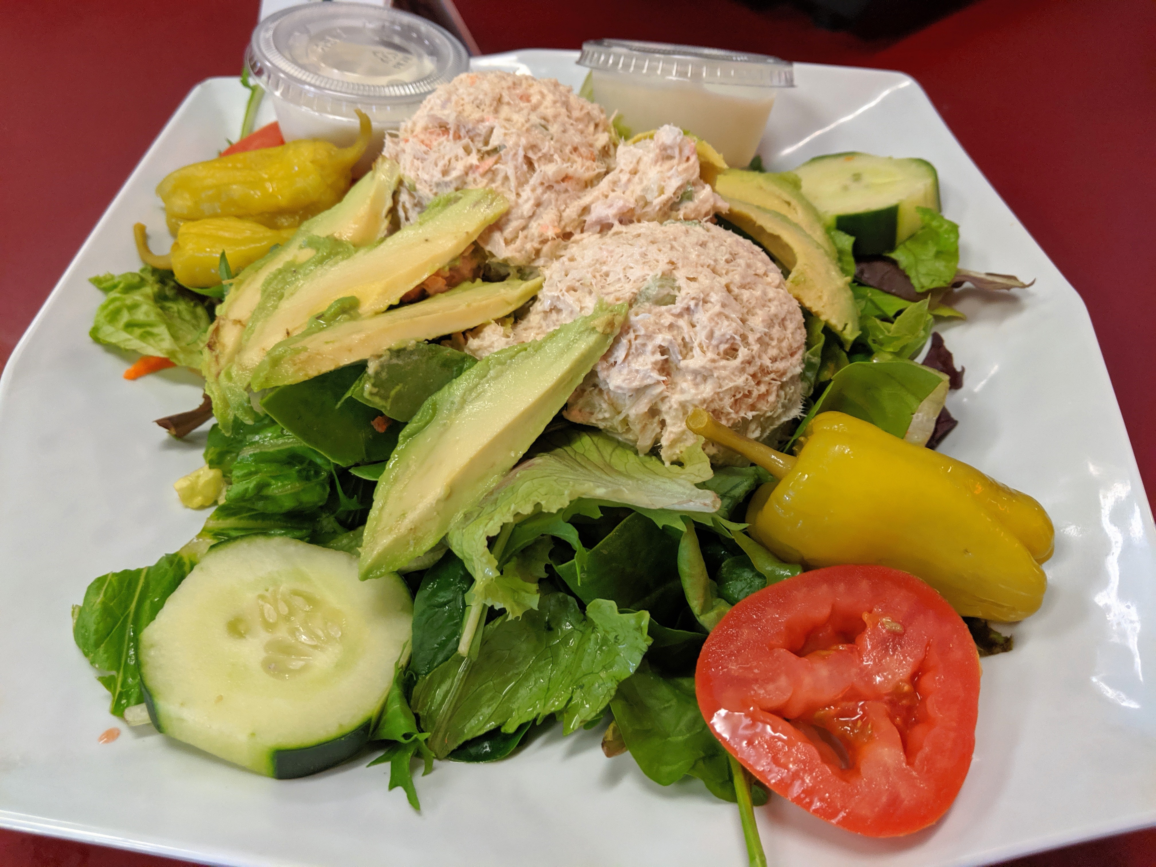 Order Tuna and Avocado Salad food online from Deli News Pizza store, Long Beach on bringmethat.com