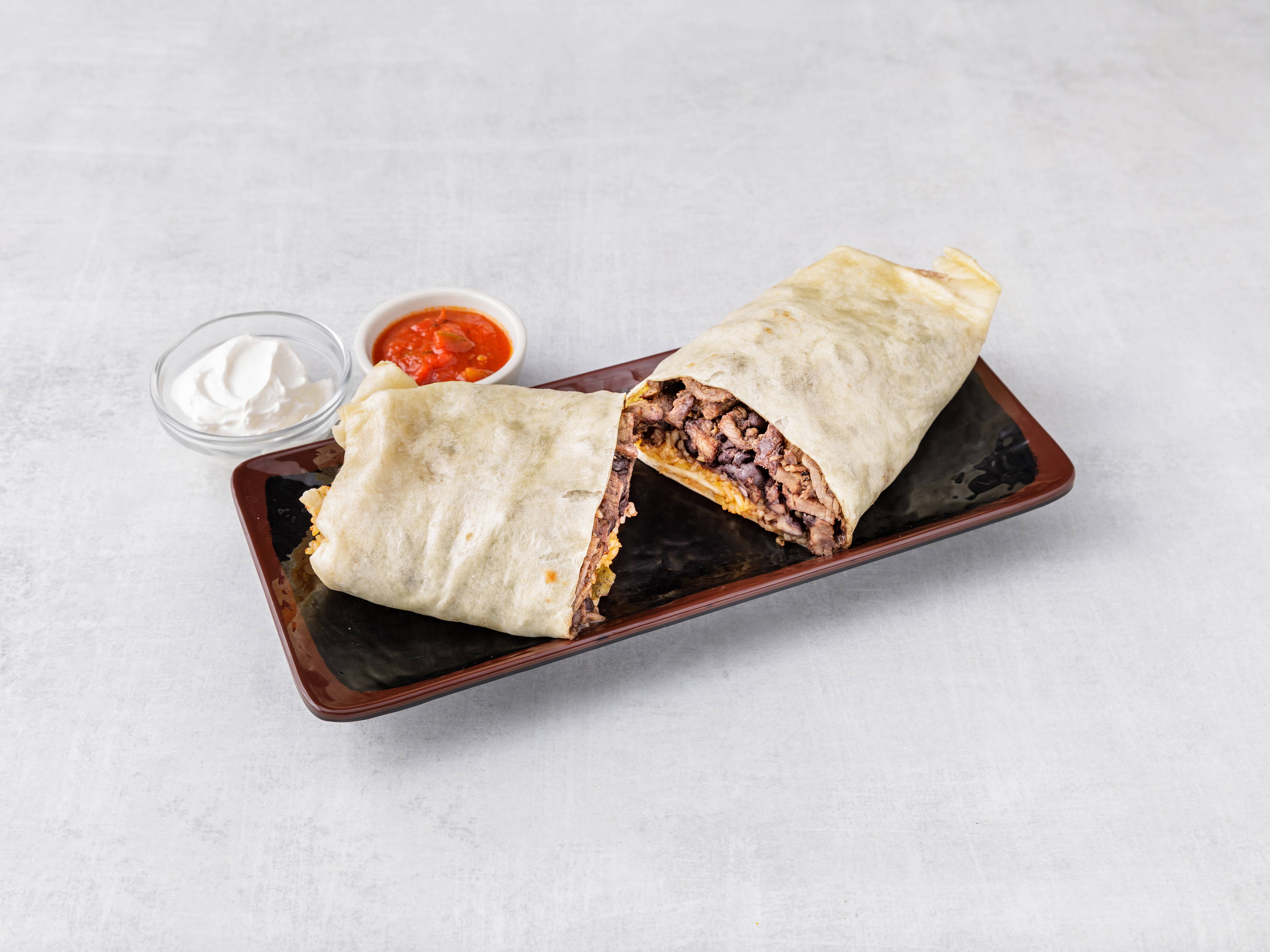 Order 12" Tortilla Carne Asada Burrito food online from Tinga Taqueria store, Westfield on bringmethat.com