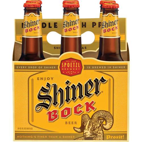 Order Shiner · Bock Domestic Dark Lager Beer (6 x 12 fl oz) bottles  food online from D & B Liquor store, Olmos Park on bringmethat.com