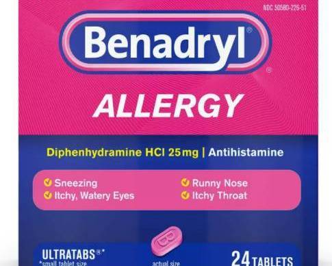 Order Benadryl Ultratabs Allergy Tablets (24 Count) food online from Urban Value Corner Store store, Dallas on bringmethat.com