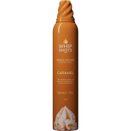 Order Whip Shots Vodka Infused Whipped Cream Caramel (200 ML) 139673 food online from Bevmo! store, BURLINGAME on bringmethat.com