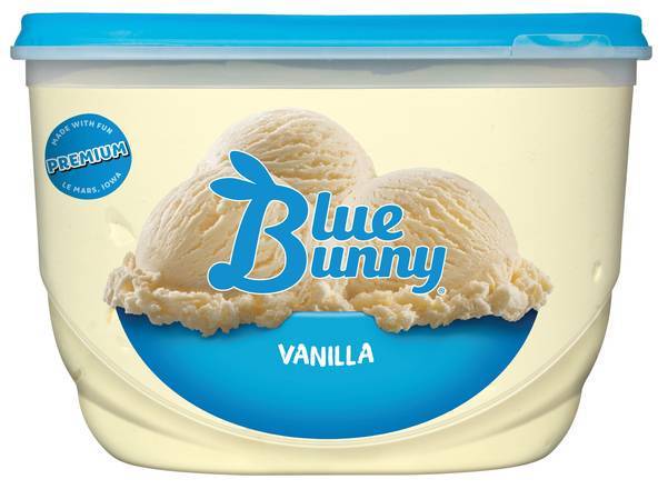 Order Blue Bunny Vanilla Ice Cream (48 oz) food online from Huck's Market store, Lake Saint Louis on bringmethat.com
