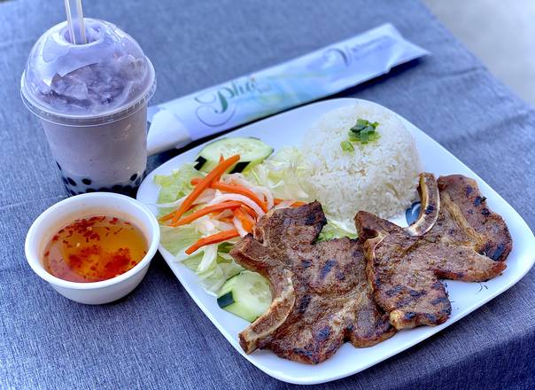 Order 73. BBQ Pork Chop Rice food online from Pho Viet store, San Jose on bringmethat.com