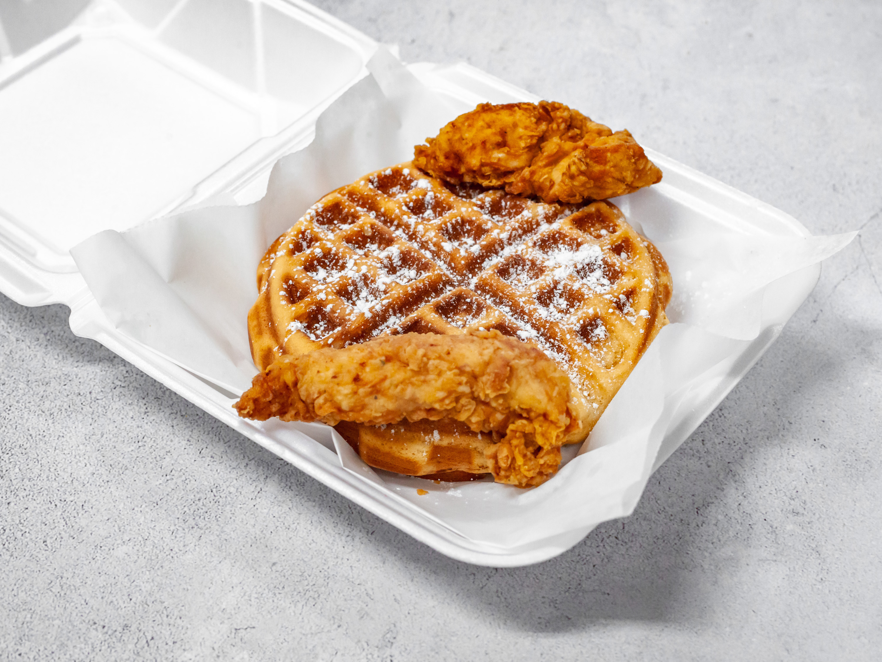 Order Chicken and waffles  food online from AHKIIS SOULFOOD store, Atlantic City on bringmethat.com