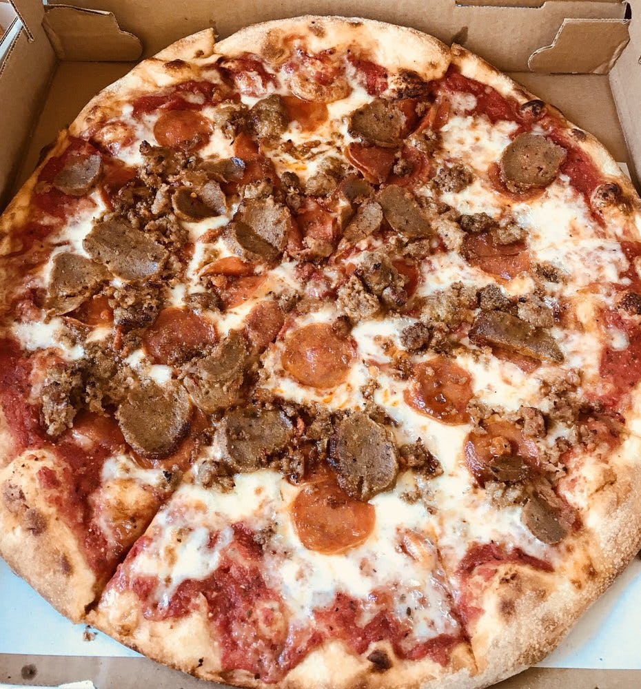 Order Meat Lover's Pizza - Medium 14'' food online from Marianas Pizzeria Italian-Latin Grill store, Hillsborough Township on bringmethat.com