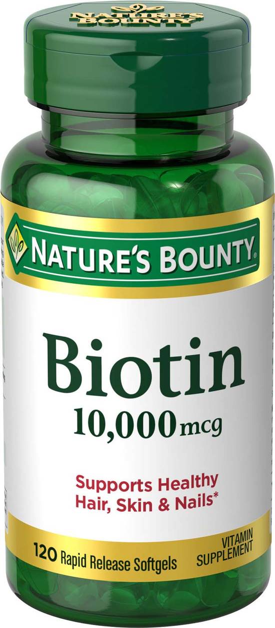Order Nature's Bounty Biotin Rapid Release Liquid Softgels 10mg (120 ct) food online from Rite Aid store, Palm Desert on bringmethat.com