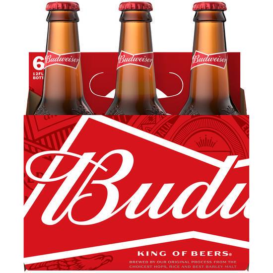 Order Budweiser, 6pk-12oz bottled beer (5.0% ABV) food online from Uncle Waldo's Sports Pub & Billiards store, South Daytona on bringmethat.com