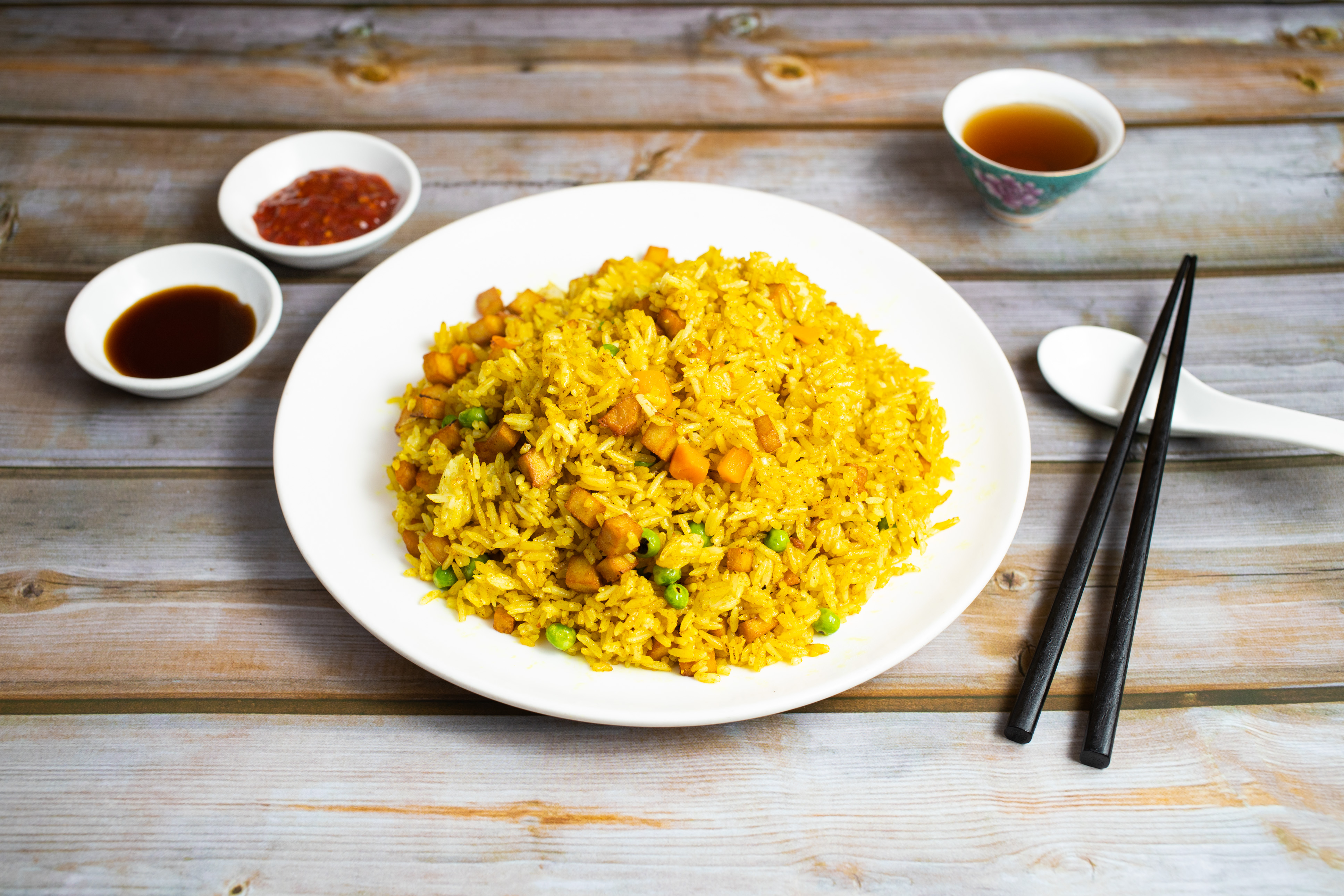 Order Curry Fried Rice with Soy Vegan Chicken food online from Vegan Enjoyable store, San Francisco on bringmethat.com