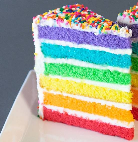 Order Rainbow Cake Slice food online from Carlo's Bakery store, Las Vegas on bringmethat.com