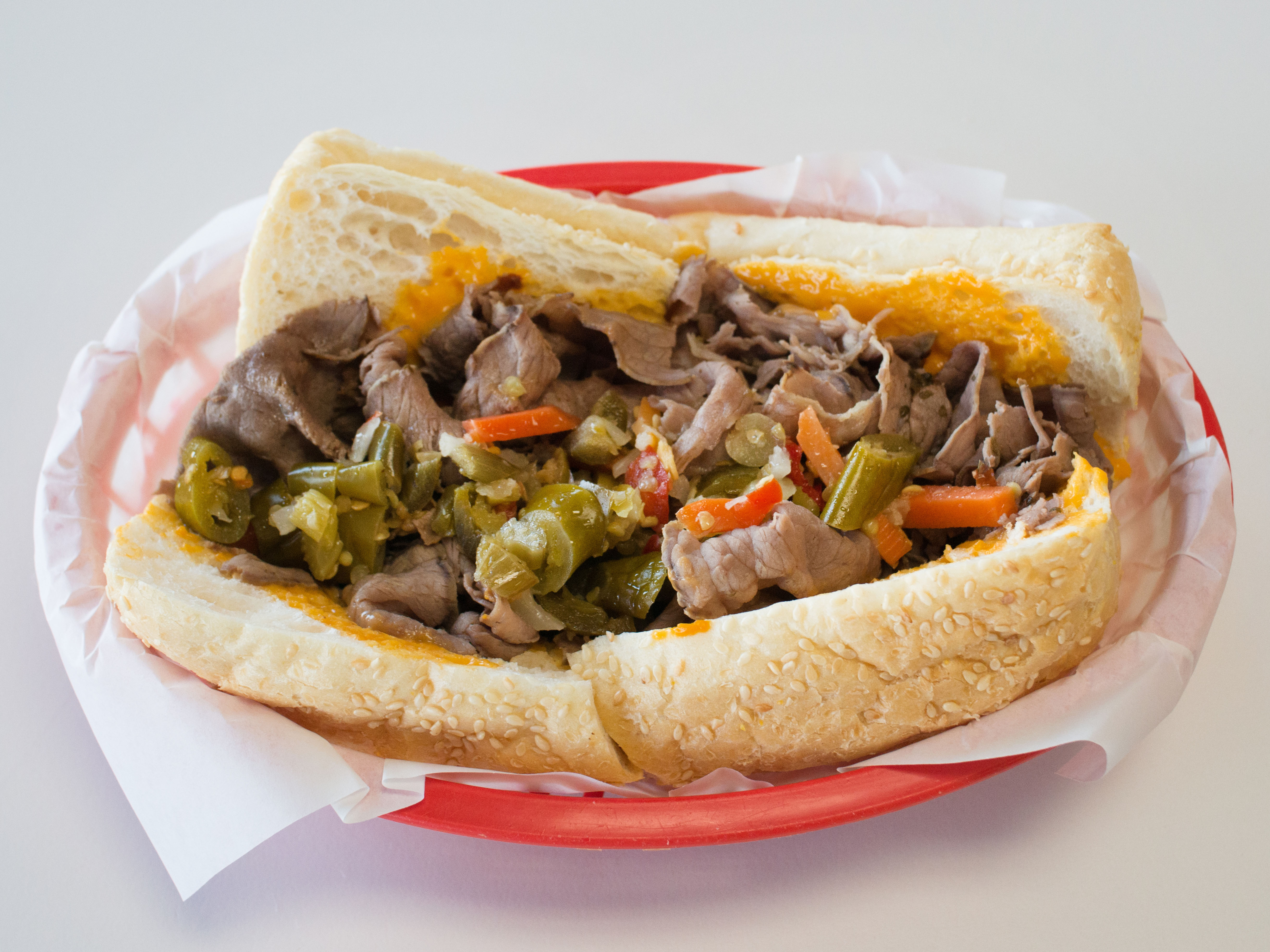 Order Home Roasted Italian Beef Sandwich food online from Chiggy Gyros store, Palatine on bringmethat.com