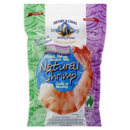 Order Henry & Lisa's Frozen Natural Uncooked Peeled Tail-on Shrimp 8oz food online from Everyday Needs by Gopuff store, Simi Valley on bringmethat.com