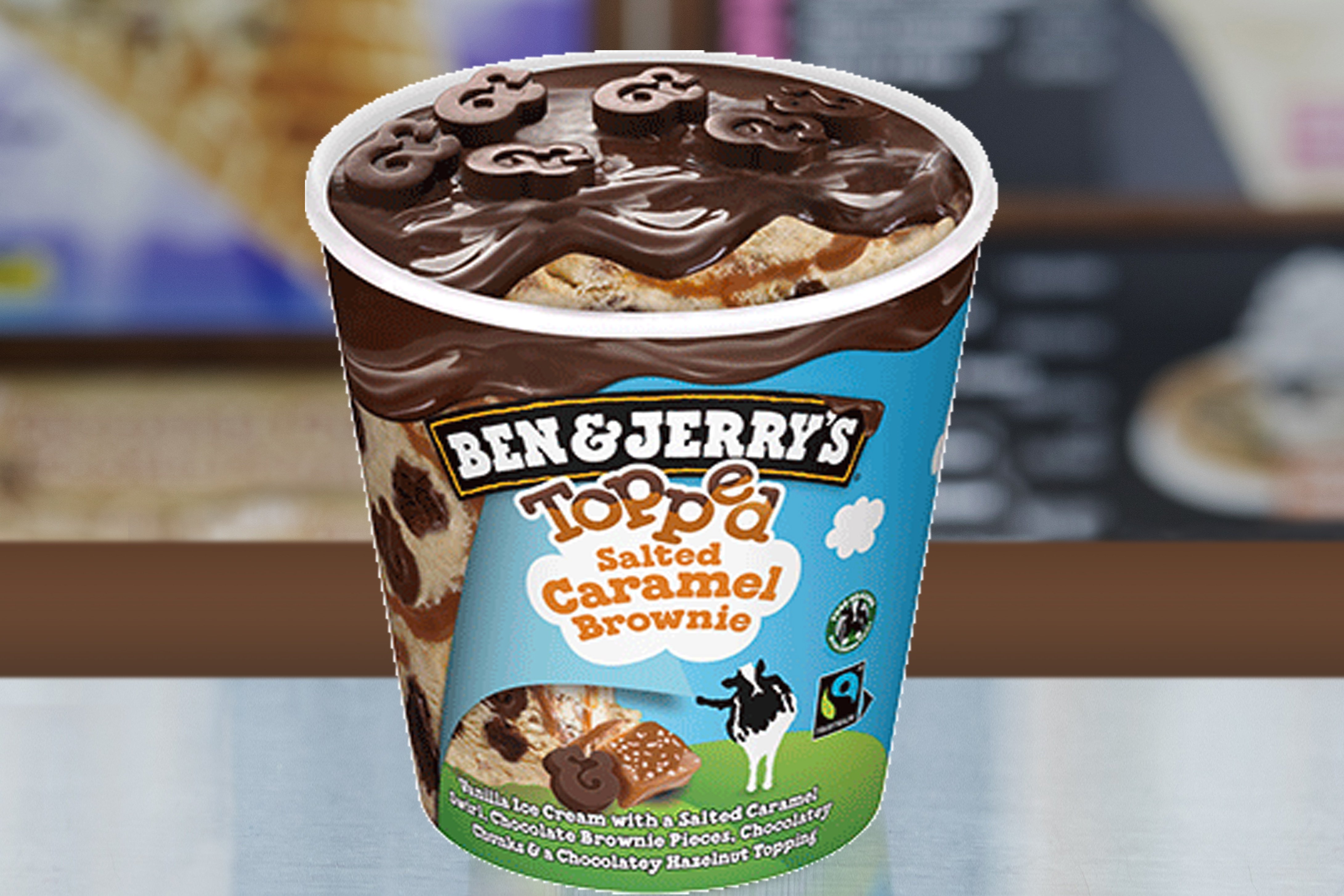 Order "Topped" Salted Caramel Brownie food online from Ben & Jerry's store, Plano on bringmethat.com