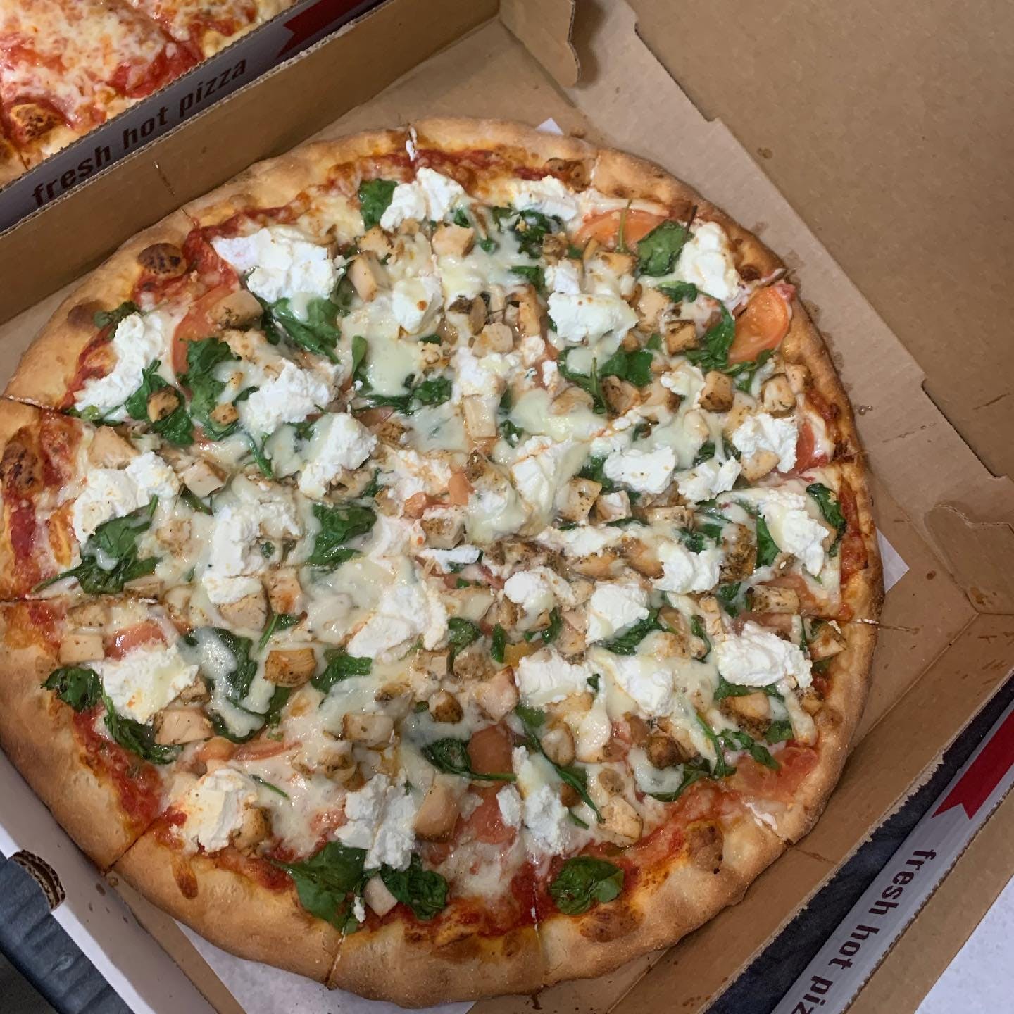 Order 11. Chicken Florentine Pizza - Small 12" food online from Pizza Kitchen & Grill store, Berlin on bringmethat.com