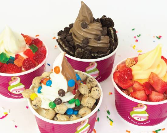 Order Family Deal (Four Small Cups Plus 8 Toppings) food online from Menchie's Frozen Yogurt store, Houston on bringmethat.com