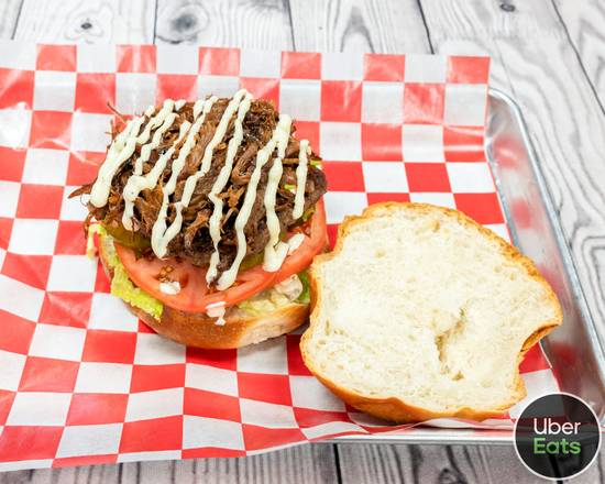 Order Pulled Beef Burger food online from Retro Grill Nj store, Deal on bringmethat.com