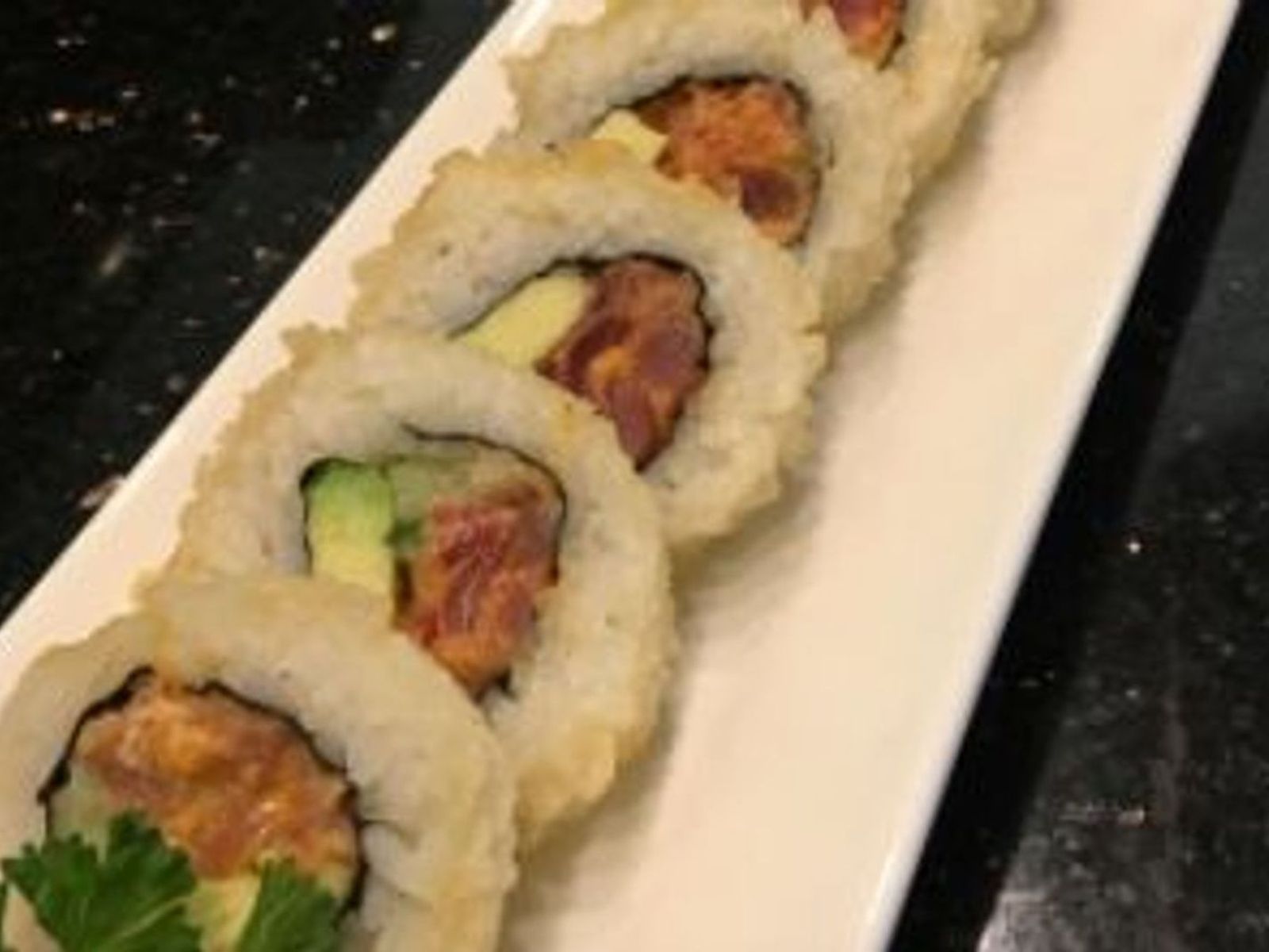 Order  Spicy Salmon Tempura Roll food online from Genki Ya store, Brookline on bringmethat.com
