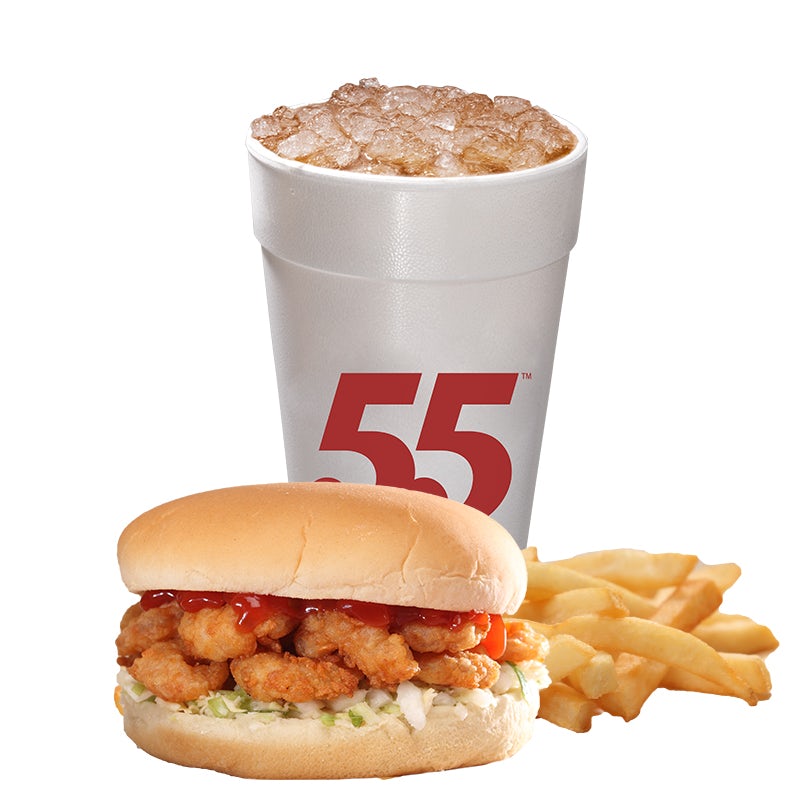 Order Lil' Shrimp Burger Meal food online from Hwy 55 Burgers Shakes & Fries store, Goldsboro on bringmethat.com
