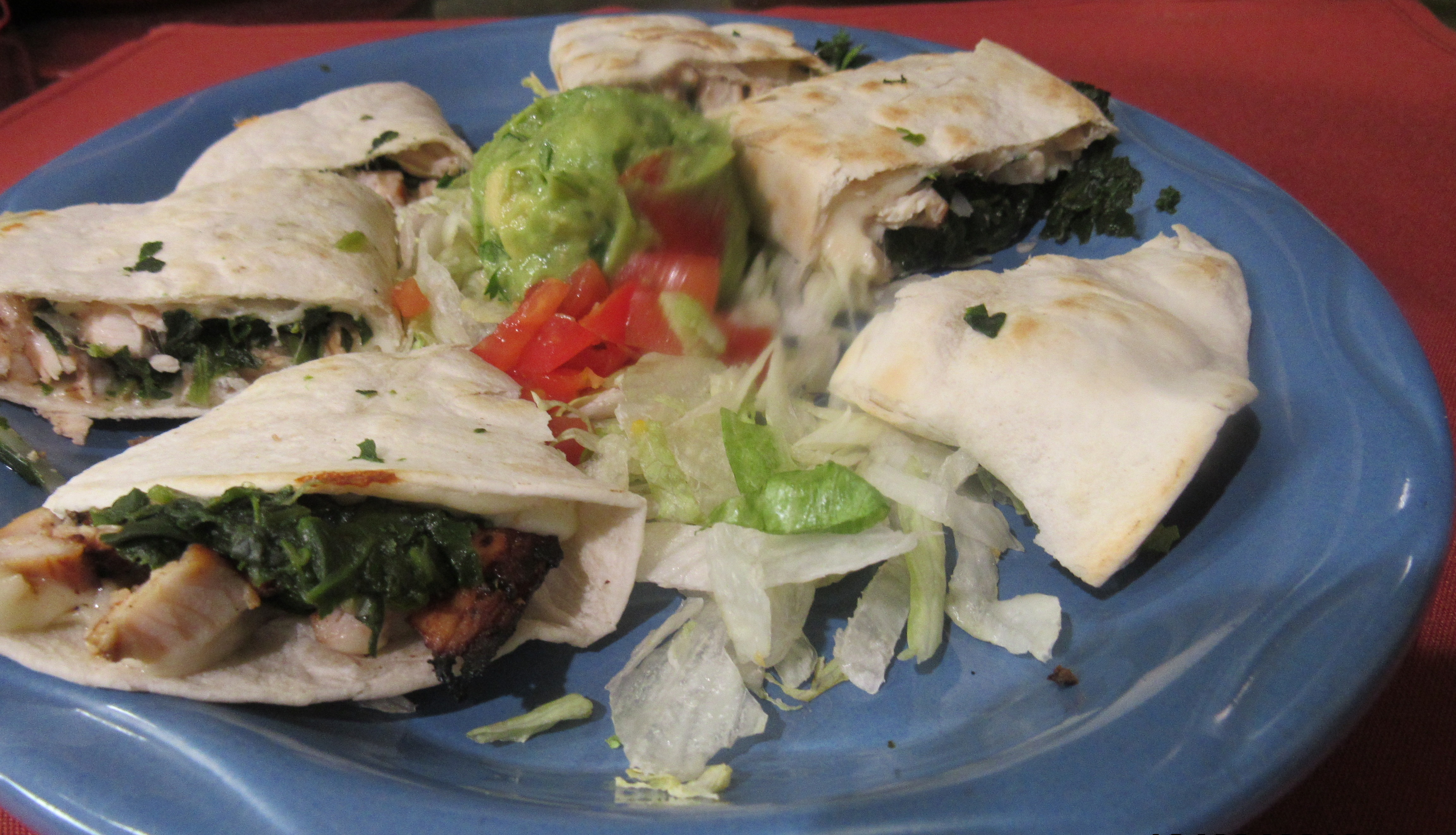 Order Spinach and Grilled Chicken Quesadilla food online from Enchilada's store, Dallas on bringmethat.com