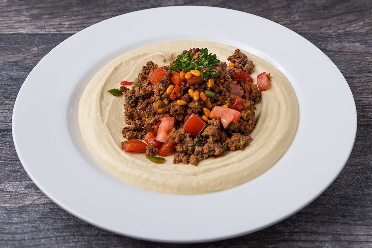 Order Hummus With Kafta Beef* food online from Pita Jungle store, Tempe on bringmethat.com