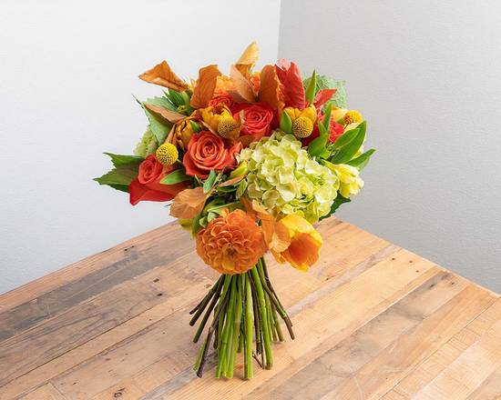 Order Fall Themed Wrapped Bouquet food online from @Flowers Laguna Beach store, Laguna Beach on bringmethat.com