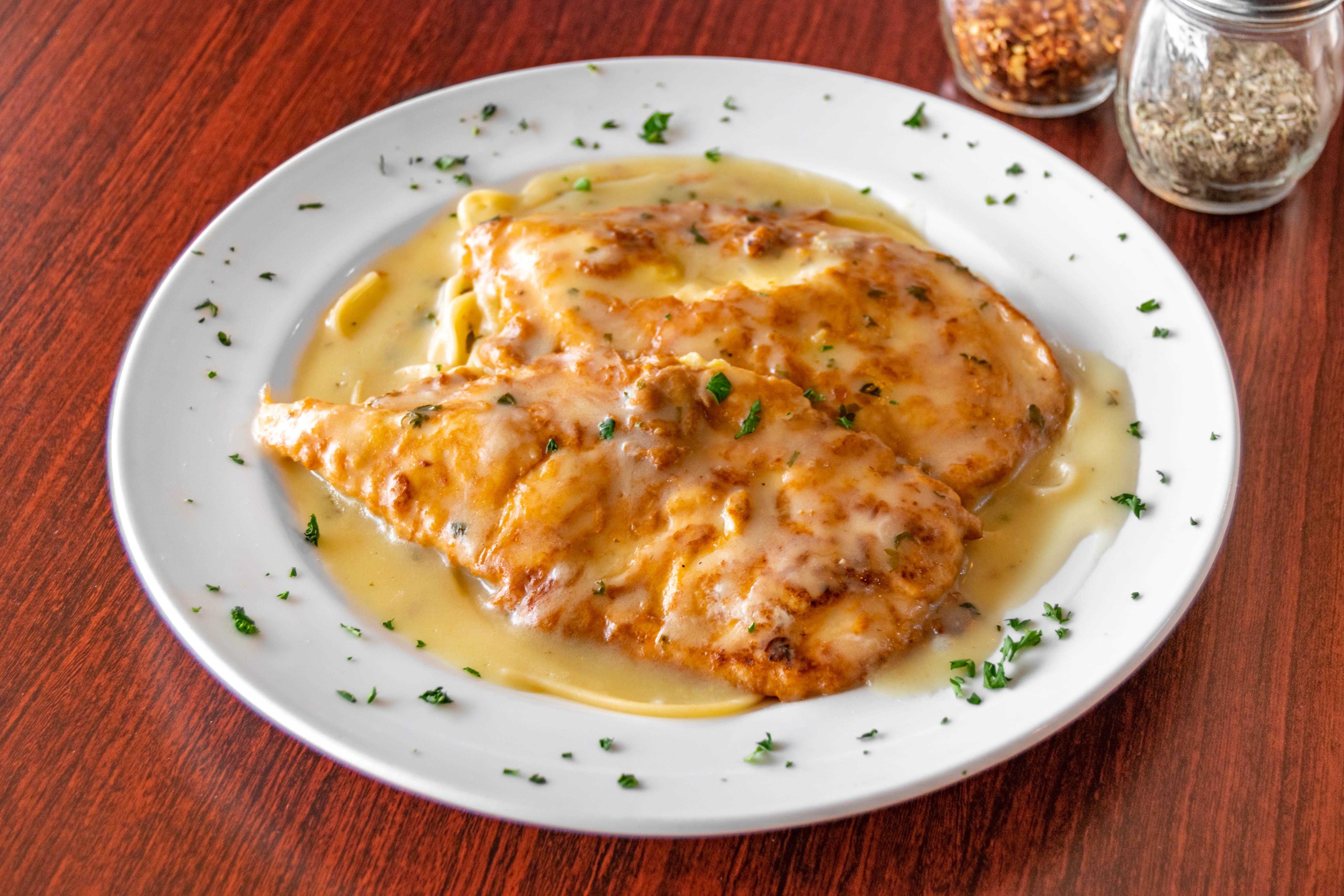 Order Chicken Francese - Entrees food online from Mondo Pizza store, Randolph on bringmethat.com