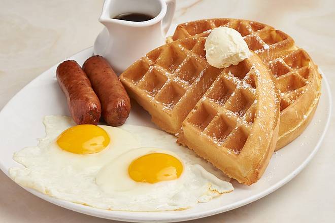 Order Belgian Waffle & Eggs  food online from Silver Diner - Fairfax store, Fairfax on bringmethat.com