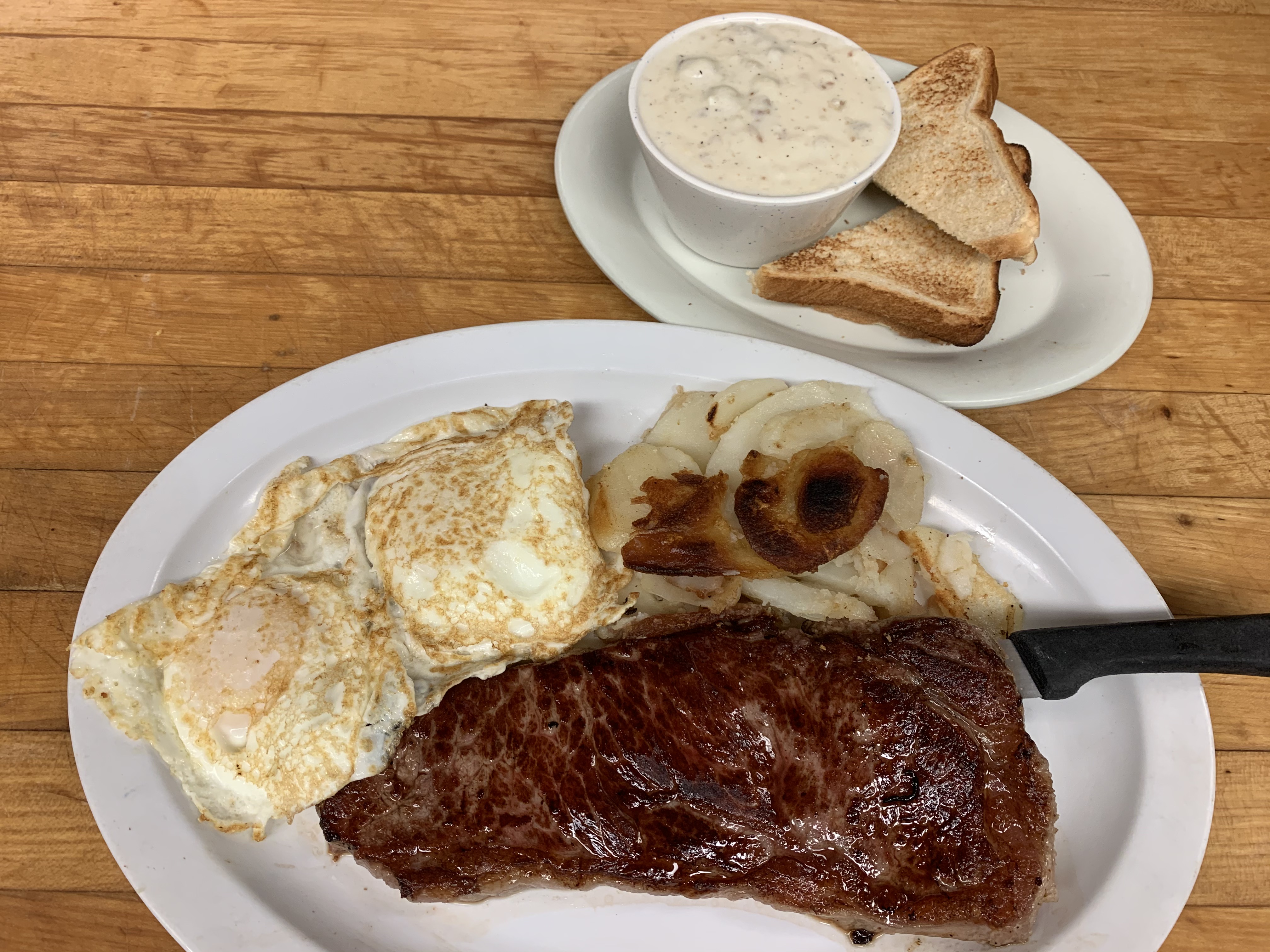 Order 5. Steak and Eggs Breakfast Combo food online from Papermill Place Restaurant store, Winchester on bringmethat.com