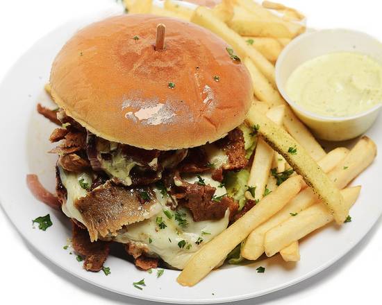 Order Angus Gyro Burger food online from George's Greek Grill-Fig at 7th store, Los Angeles on bringmethat.com