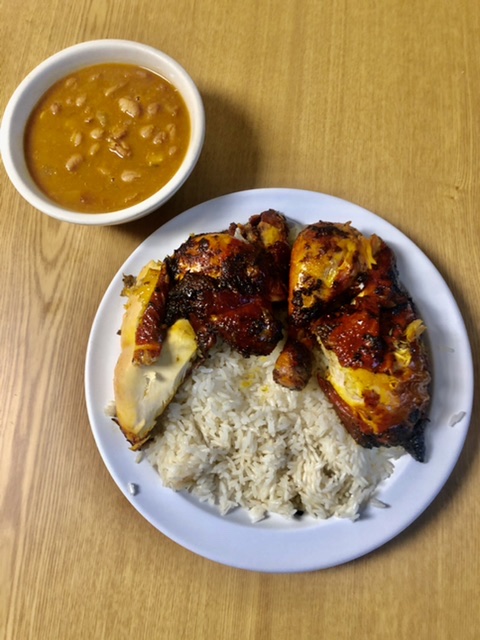 Order 1/2 Chicken with Rice (16 oz.), Beans (8 oz.) food online from El Paisa Happy Chicken store, Newark on bringmethat.com