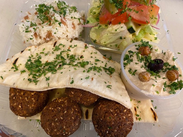 Order Falafel Plate food online from Moussaka Mediterranean Kitchen store, San Leandro on bringmethat.com