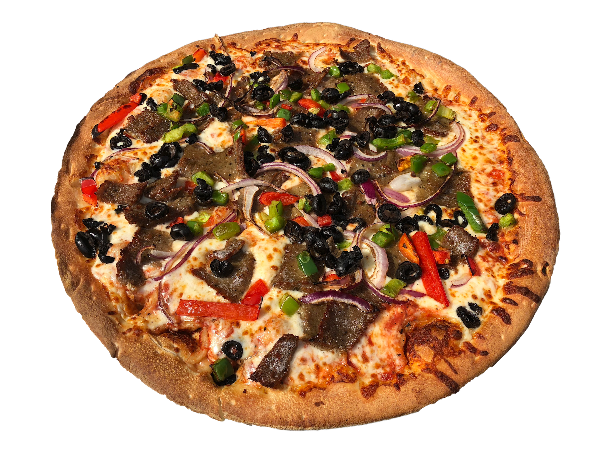Order Greek Pizza food online from Stars & Stripes Pizza store, Oklahoma City on bringmethat.com