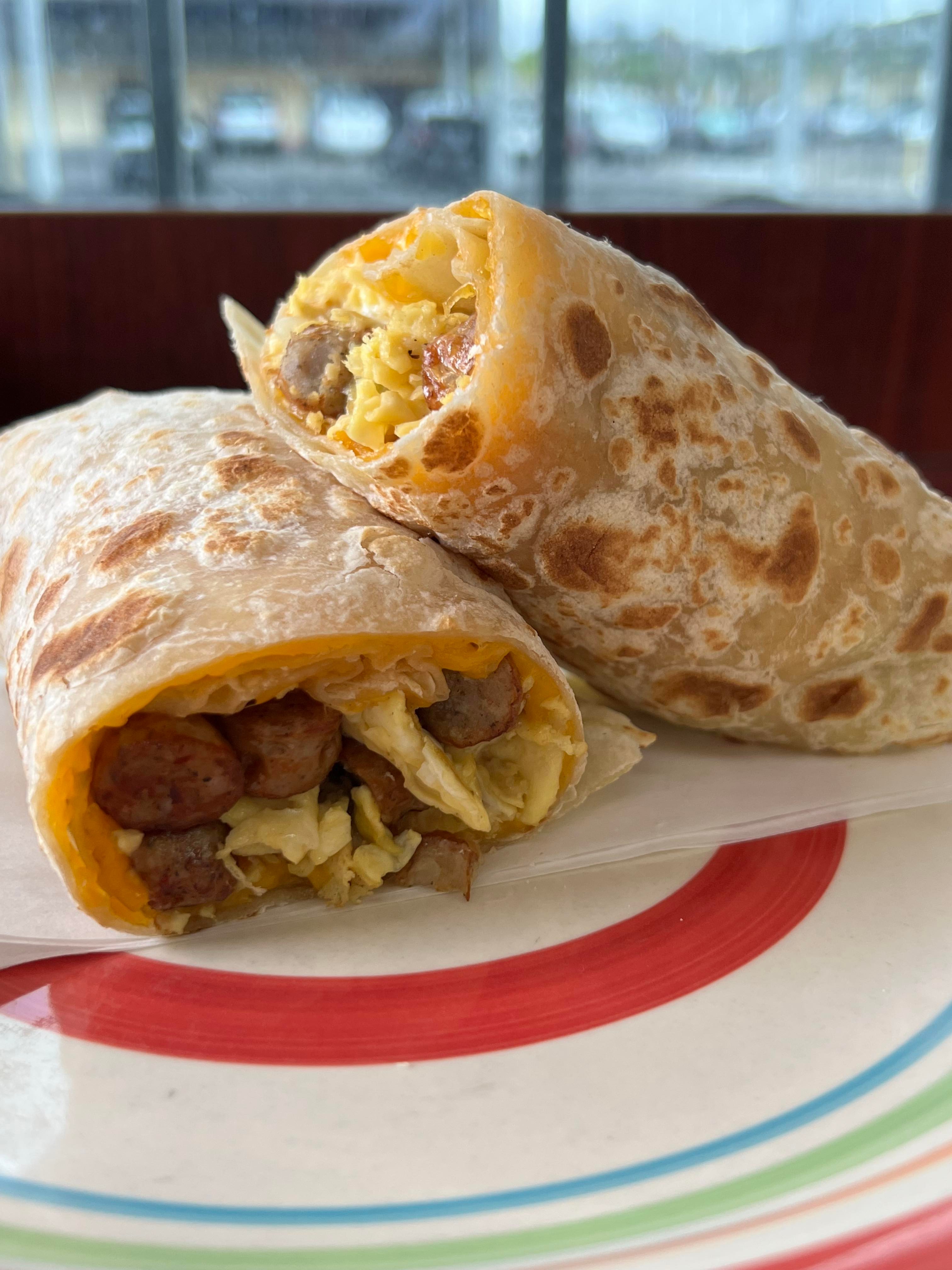 Order Sausage Burrito Breakfast food online from El Compadre Taco Shop & More store, La Mesa on bringmethat.com