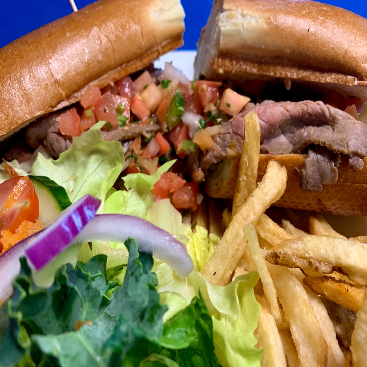 Order Tri-Tip Sandwich-Santa Maria Style With Fries food online from Old Princeton Landing store, Half Moon Bay on bringmethat.com